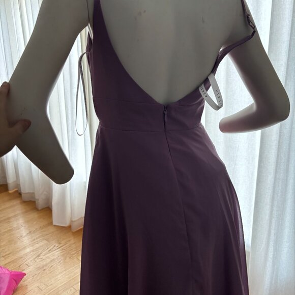 Azazie Purple Chiffon Bridesmaid Gown Flowy Pleated Chiffon Dress Purple - Picture 4 of 5